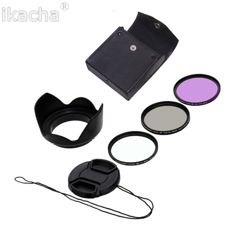 Camera Filter 52 55 58 62 67 72 77 MM UV CPL FLD Circulair Filter Set + Bloemblaadje Bloem Lens zonnekap + Lensdop voor Canon Nikon Pentax