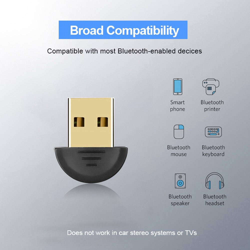 Kebidumei Mini USB Bluetooth 4.0 Adapter Dual Mode Bluetooth Wireless Bluetooth Receiver Adapter Computer Adapter For Win7/8/10