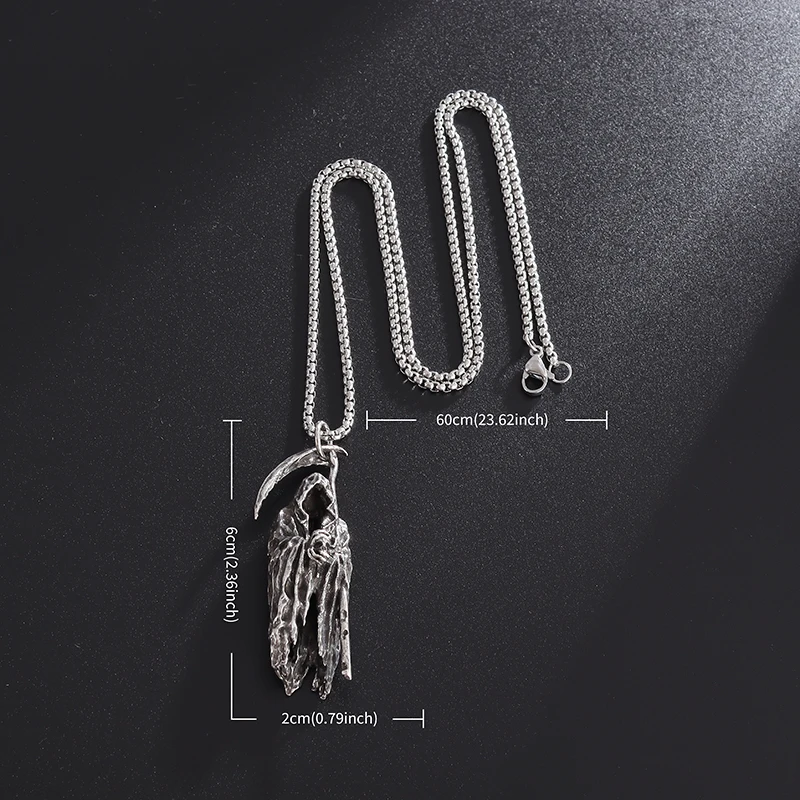 Collar gótico Vintage de la guadaña de Reaper, colgante del diablo fantasma de la vida, personalidad de los hombres, tendencia de Halloween, de joyería
