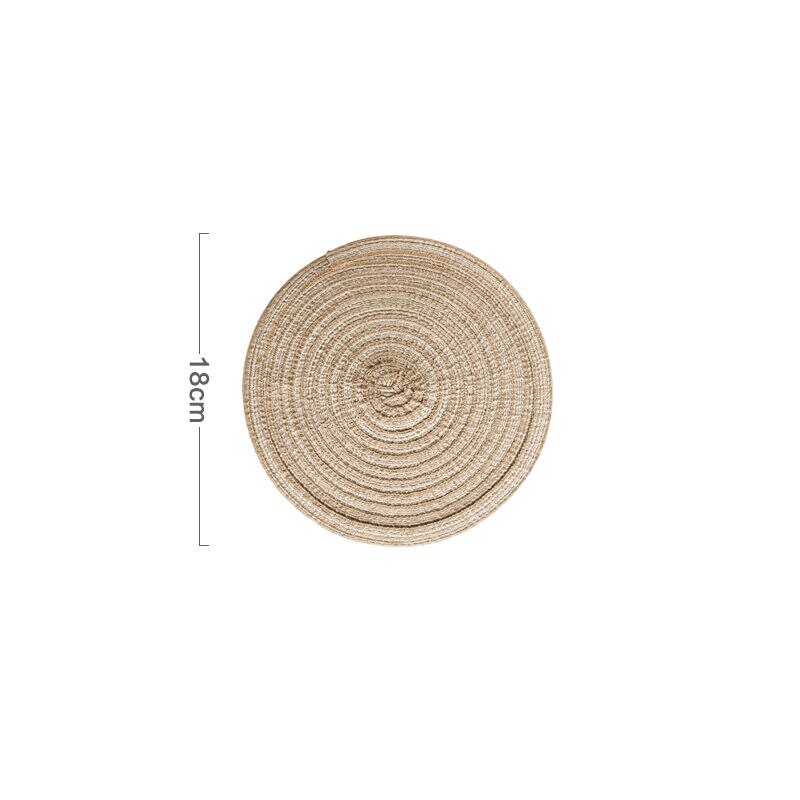 Japanese Round Ramie Table Mat Insulation Pad Solid Placemats Linen Non Slip Kitchen Accessories Decoration Home Pad Coaster: Coffee-18cm