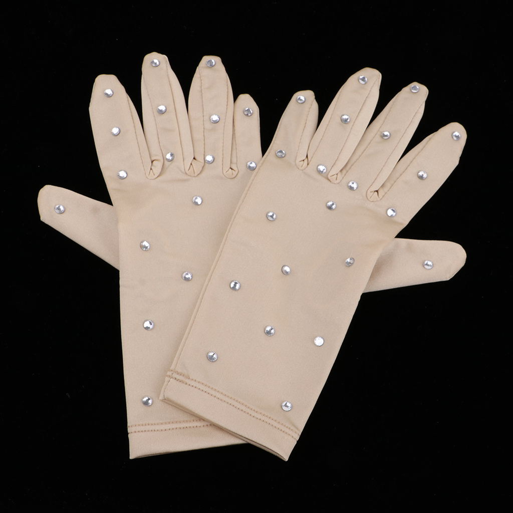Elastische Meisjes Handschoenen Met Strass Voor Ijs Kunstschaatsen Concurrentie Tonen Prestaties