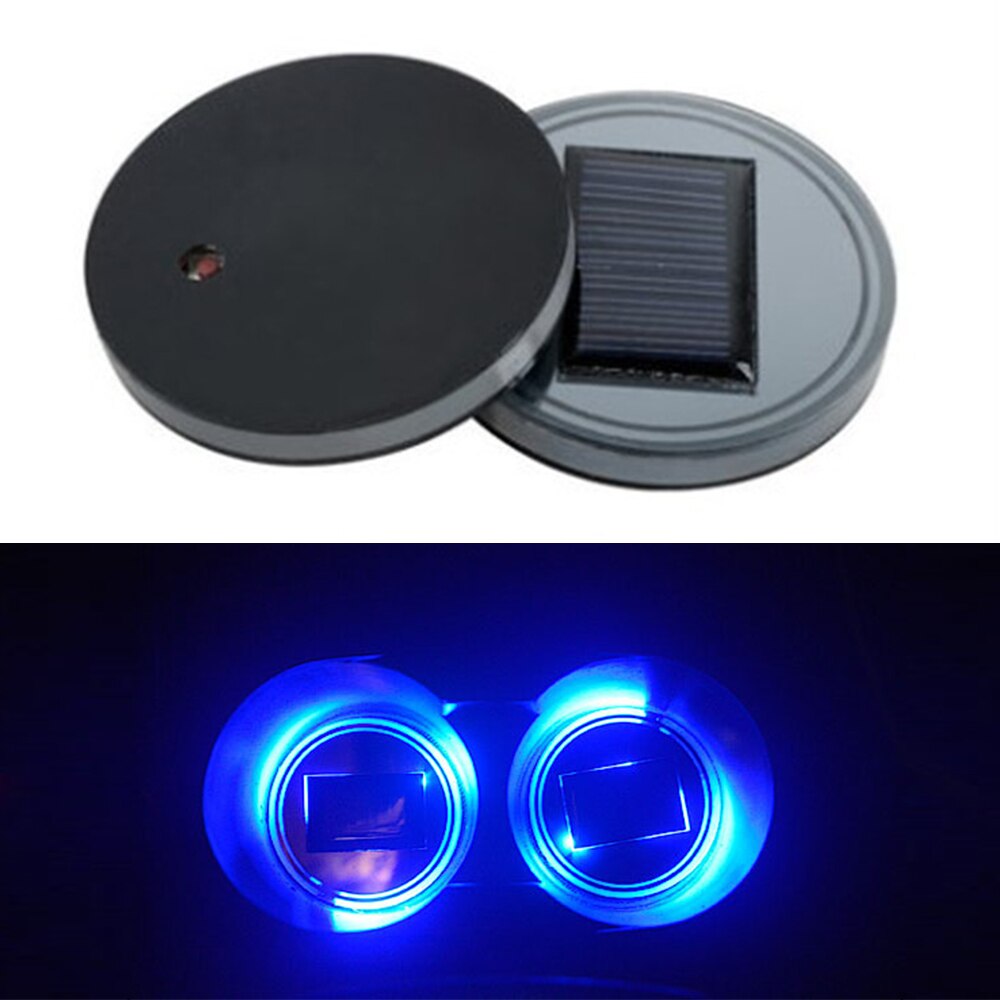 2PCS Cup Holder Led Solar Cup Pad Vehicle Cup Coaster Automotive LED Atmosphere Lights Water Cup Holder Lamp Anti-Slip Mat
