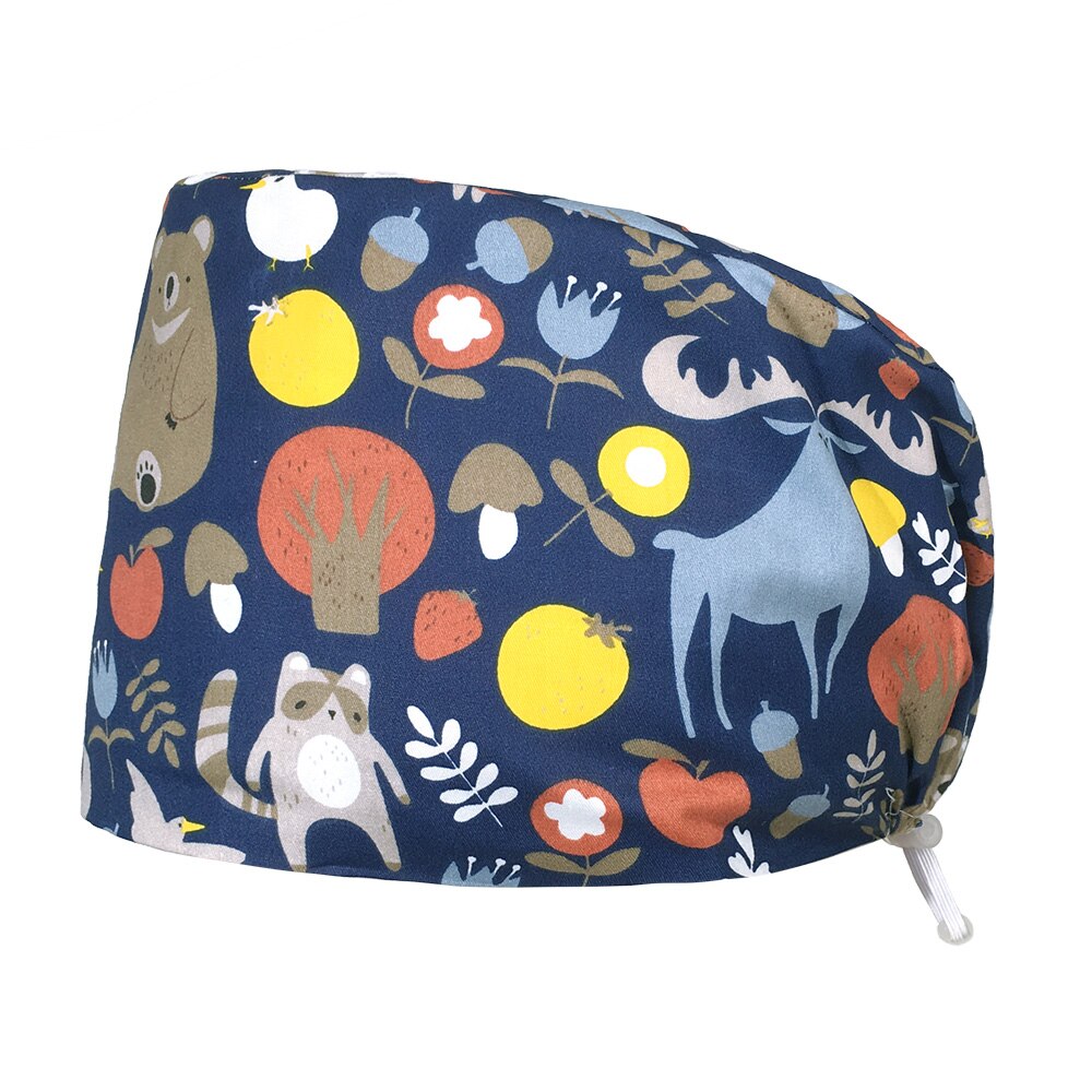 Gorros de trabajo con estampado de dibujos animados, , al por mayor, ajustable, nutricionista, hebilla elástica, gorras de fregado para mascotas: 82015