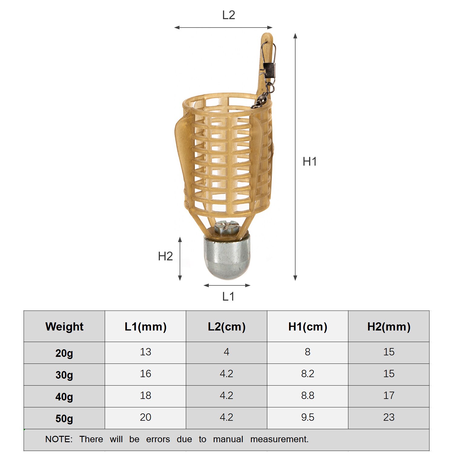 Jaula para cebo de Pesca de 15/20/25/30g con gancho, alimentador de Pesca, soporte para señuelo, jaula para cebo terminado, accesorios para Pesca de carpa
