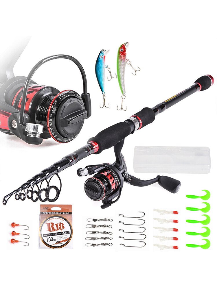 Telescopic Rod Reel Combination Carbon Retract Rod 4-piece Set Bait Fishing Wheel Line Carbon Fiber Baitcast Rod Fishing Kit
