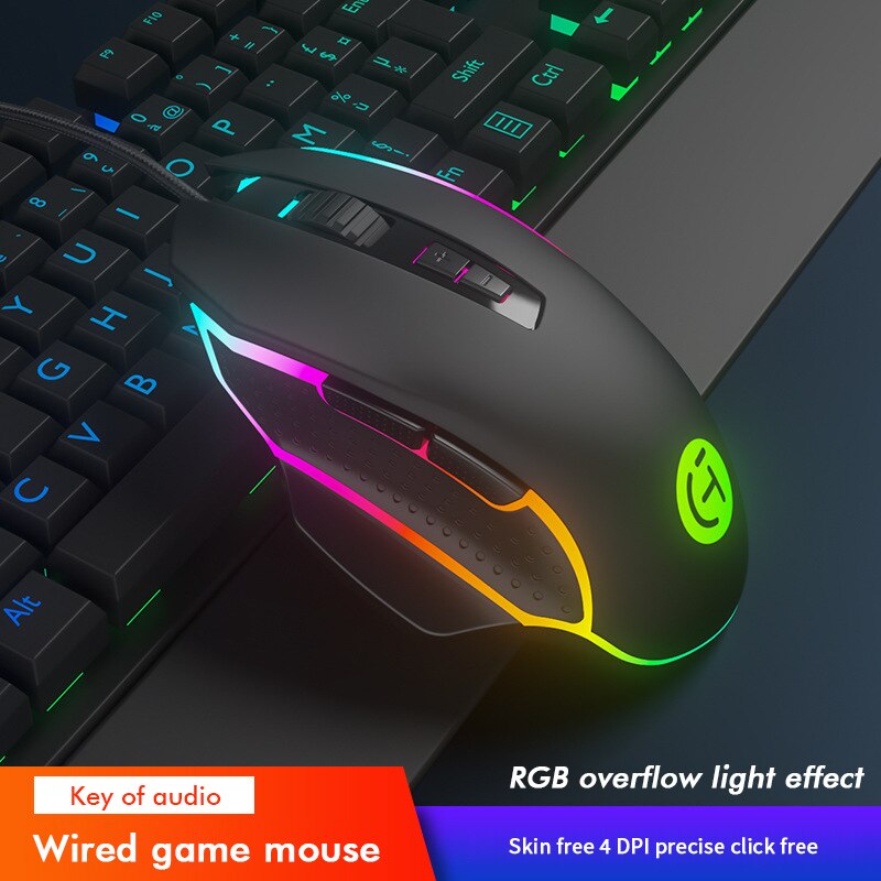 Rgb Backlight Gaming Muis 2400 Dpi Optische 7 Button Usb Muis Met Mute Wired Muizen Voor Desktop Laptop Computer Gamer muis: RGB light