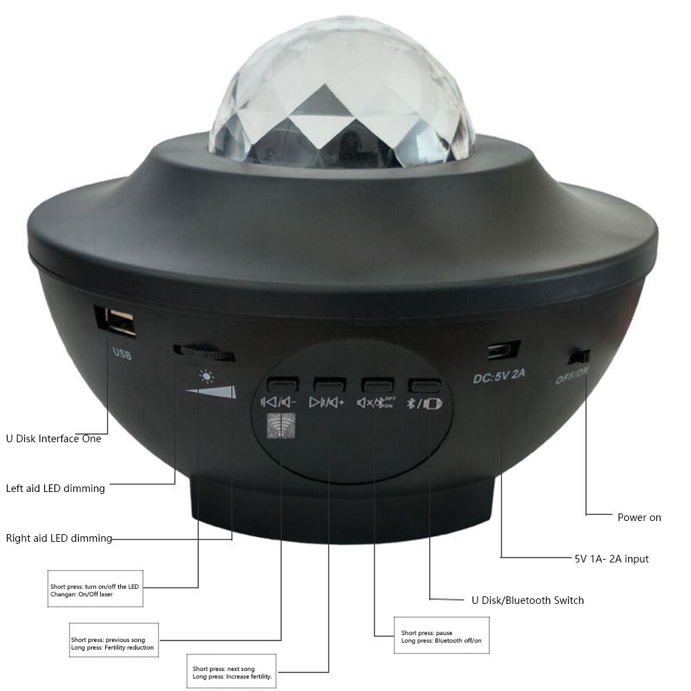 galaktyka gwiaździsty lampa projektora lampka nocna doprowadziło gwiazda projekcja etap światła OceanWave projektor muzyka Bluetooth pilot dzieci