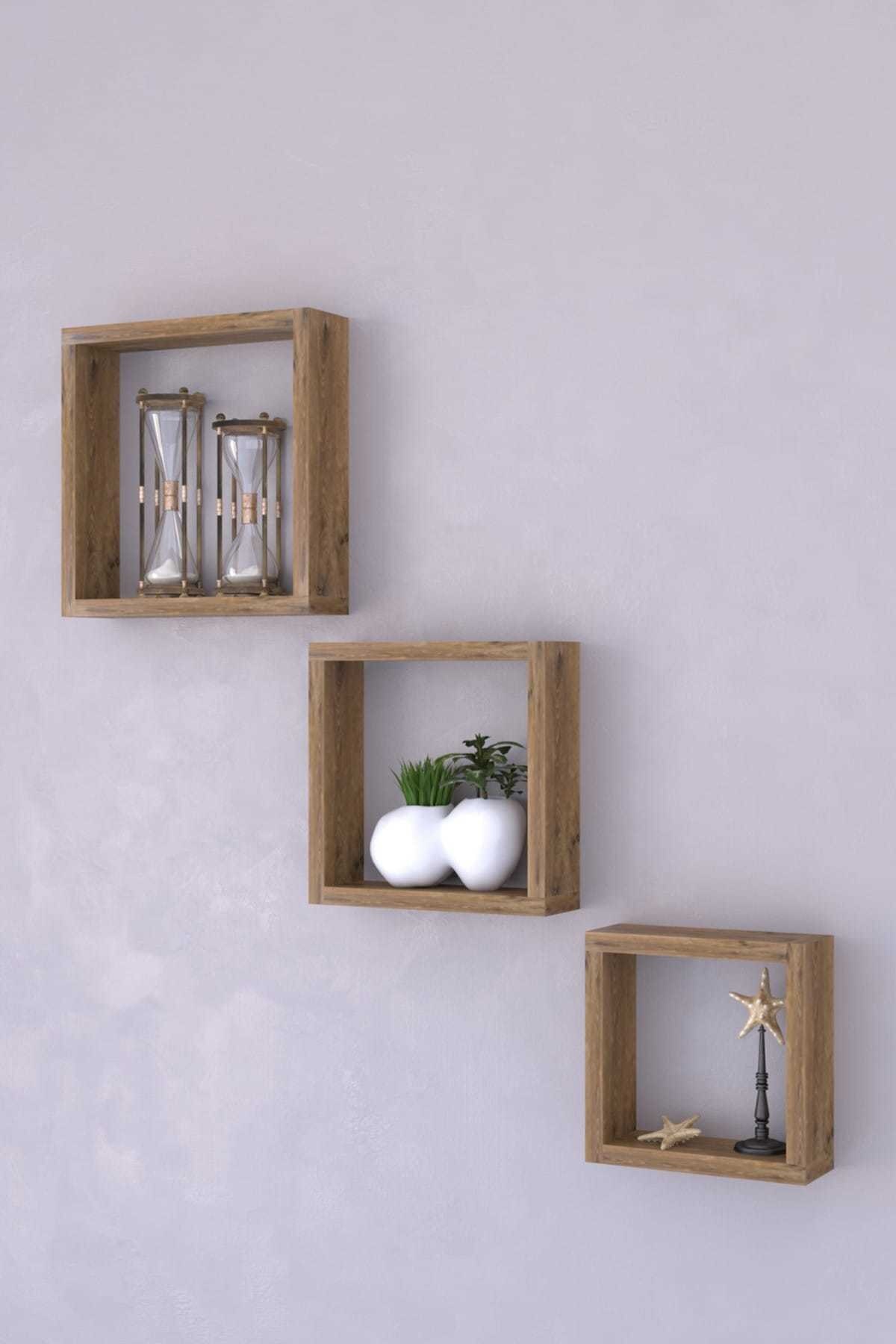 Square Wall Shelf Bookcase with 3x27;