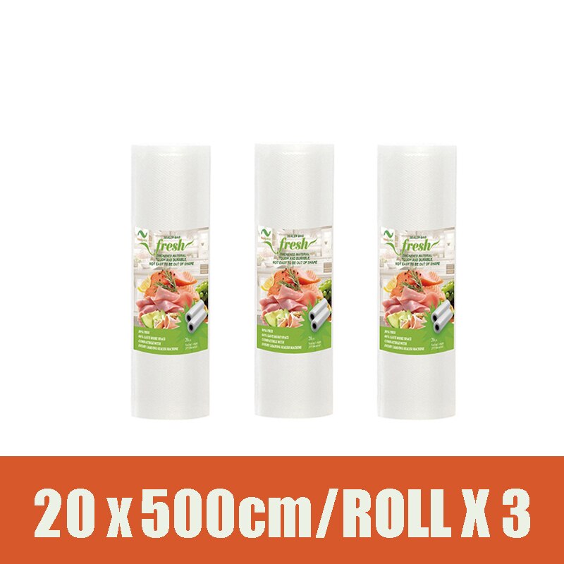 Vacuum Bags for Food Vacuum Sealer Food Fresh Long Keeping 12+15+20+25+28cm*500cm Rolls/Lot Bags for Vacuum Packer: 20X500cm 3PCS