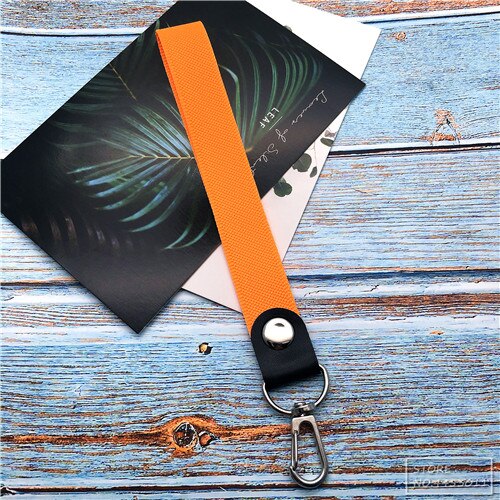 Kort farverigt håndled håndledsnor halsrem til  mp3 4 usb flashdrev nøglering id badgeholder mobiltelefon snor 16cm: Orange kort