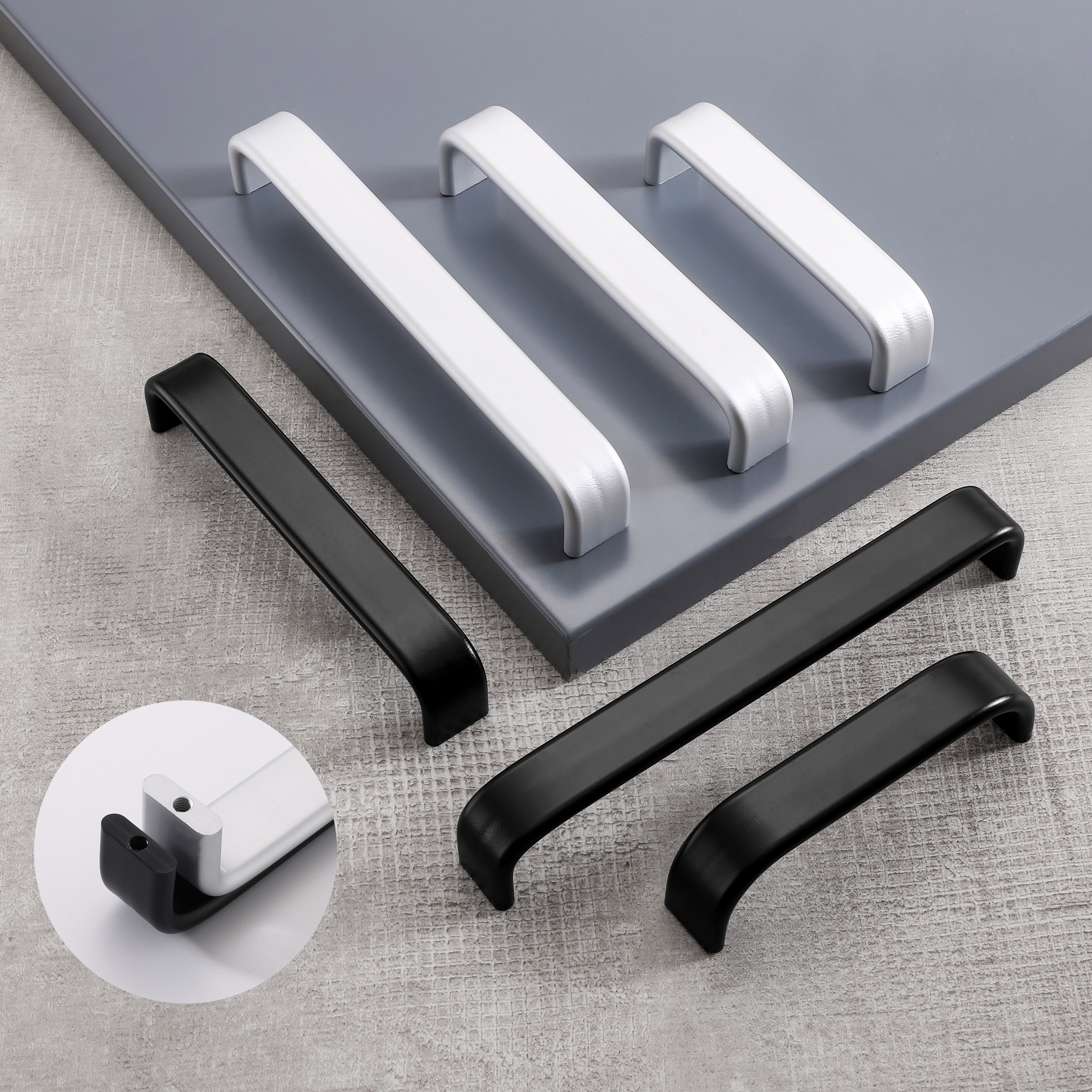 Aluminium Alloy U type Black Cabinet Knobs Kitchen Cabinet Handles Drawer Knobs Pulls Black Furniture Handle Cabinet Hardware
