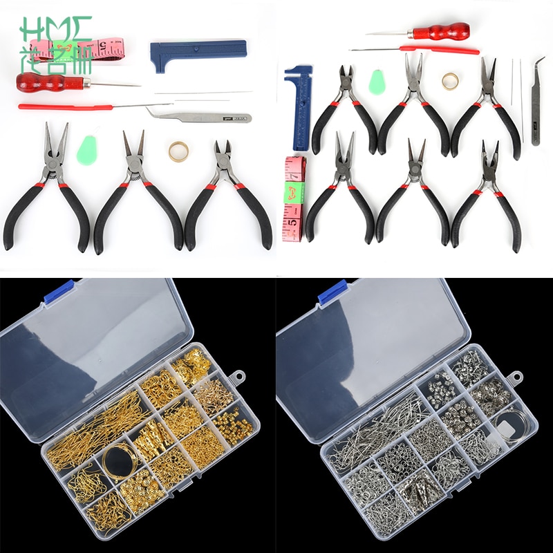 Juego de Herramientas de alicates de joyería/alicates de Nariz de aguja/medidas de cuentas para hacer joyas hechas a mano (pasador de cabeza de rodillo de ojo) F2681