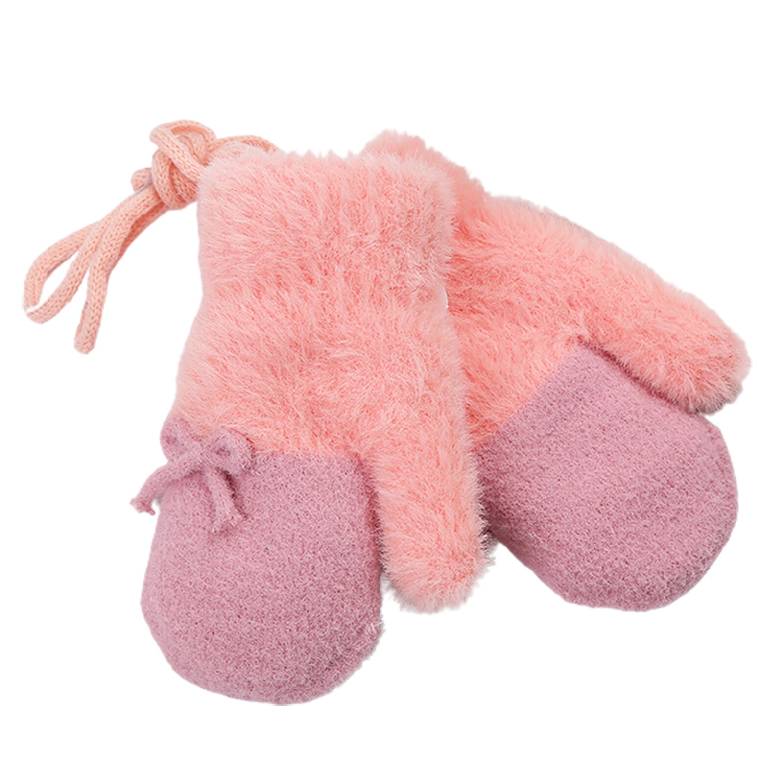 1 Paar Handig Comfortabele Praktische Stijlvolle Winter Kinderen Warme Handschoenen Gebreide Thicken Color Patched Boog Wanten