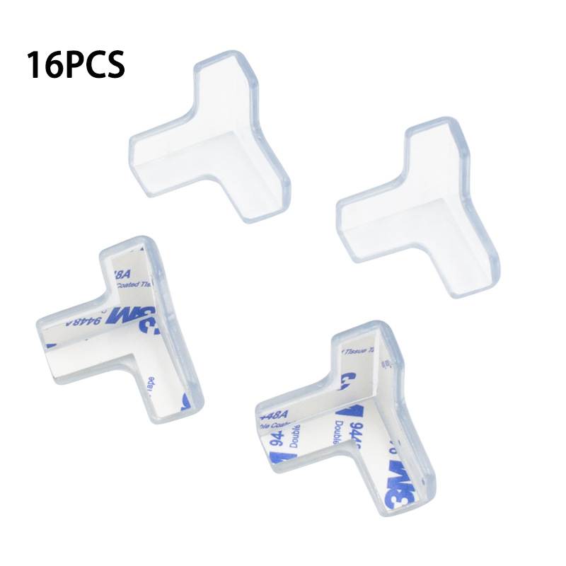Protector de esquina de silicona para muebles, funda de seguridad Anticolisión de vidrio para mesa, borde de esquina, cojín Protector para bebé, 4/8/16 piezas: 16pcs Ttype
