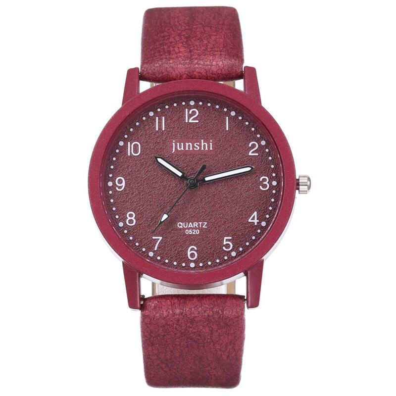 Best Selling Vrouwen Horloge Mode Romeinse Cijfers Dial Dames Quartz Horloge Exquisite Lederen Band Klok Zegarki Damskie @ 50: Red