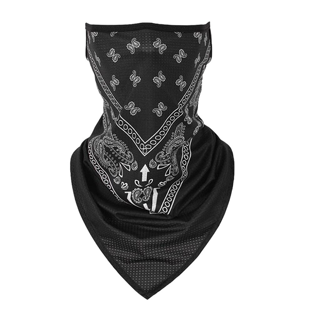 Tri-Angle Bandana Gezicht Shield Opknoping Oor Buis Sjaal Ice Zijde Nek Gaiter Cover Anti-Uv Glad Ademend Hoofdband Mannen masque: Black 