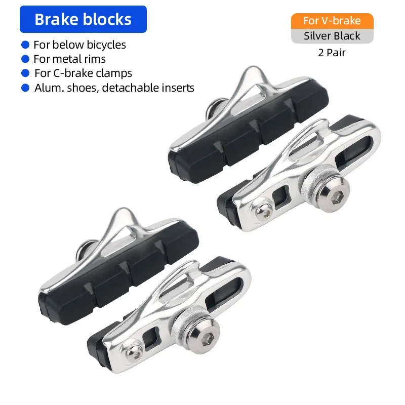 55mm Caliper Brakes Pad for Road Bike Metal Rim Low Wear Bicycle Stopping Blocks for C Shape Clamp Cycle Brake Inserts Replaceme: Red