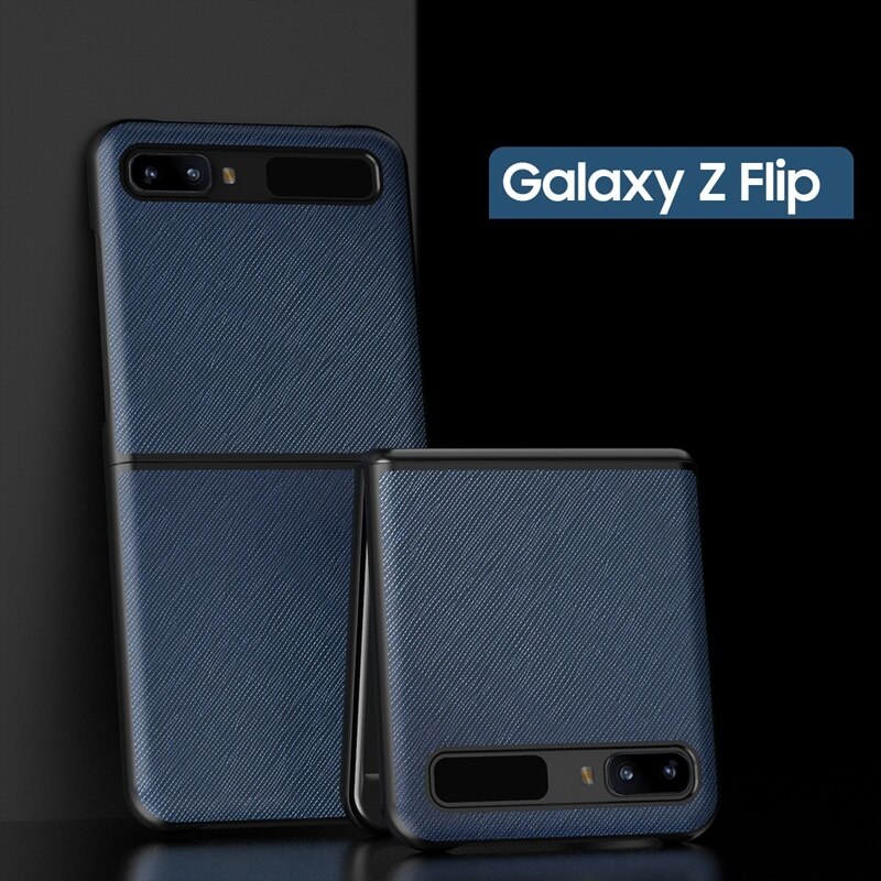 Luxus Kohlenstoff Fiber fallen Für Samsung Z kippen Litschi Getreide Kreuz Textur Leder Telefon Abdeckung Für Galaxis ZFlip Klapp Halfter: kohlefaser blau