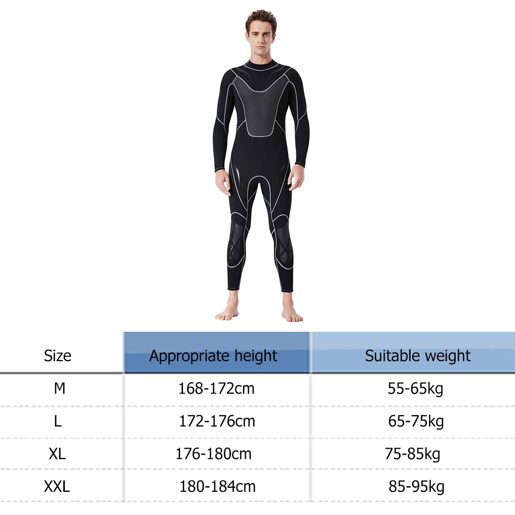 Men's 3mm Neoprene Wetsuit - Full Suit for Scuba Diving, Surfing, Kayaking - Thermal Winter Warmth
