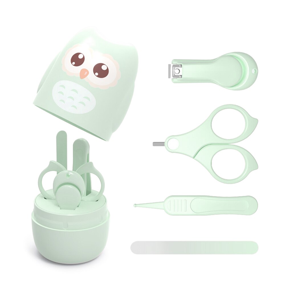 Baby Nagelknipper Set Met Opbergdoos Pasgeboren Nagelknipper Schaar Bestand Pincet Zuigeling Nail Care Set Baby Care Set gezondheidszorg: green