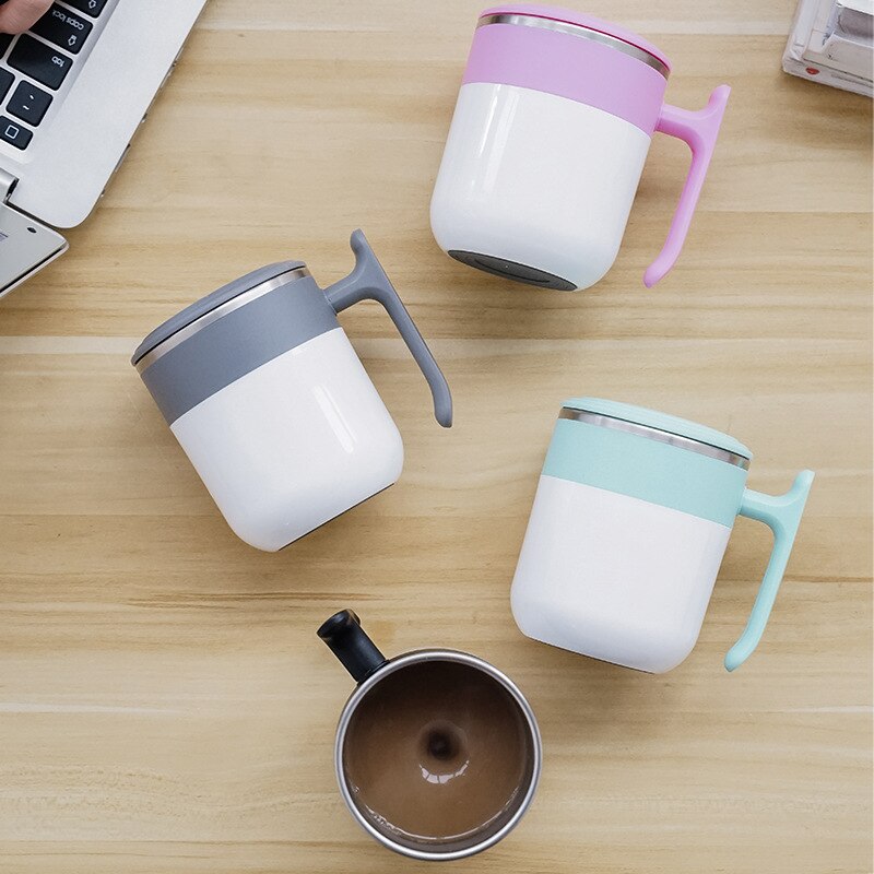 Coffee Mug 300ml Stainless Steel Surface Cup with Lid Lazy Automatic Self Stirring Mug Double Insulated Smart Cup