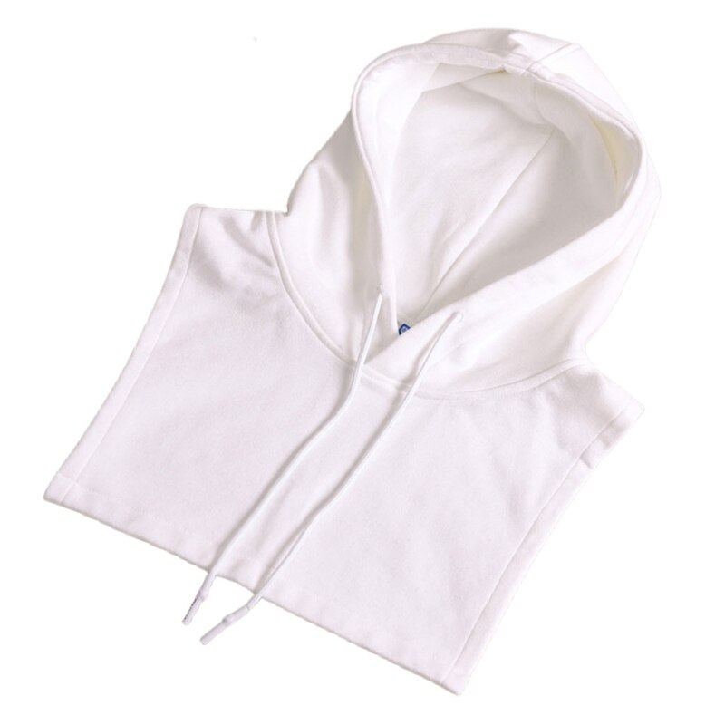 Vrouwen Mannen Afneembare Dickey Valse Nep Kraag Effen Kleur Trekkoord Capuchon Half Shirt Blouse Trui Decoratieve Vest: WHITE