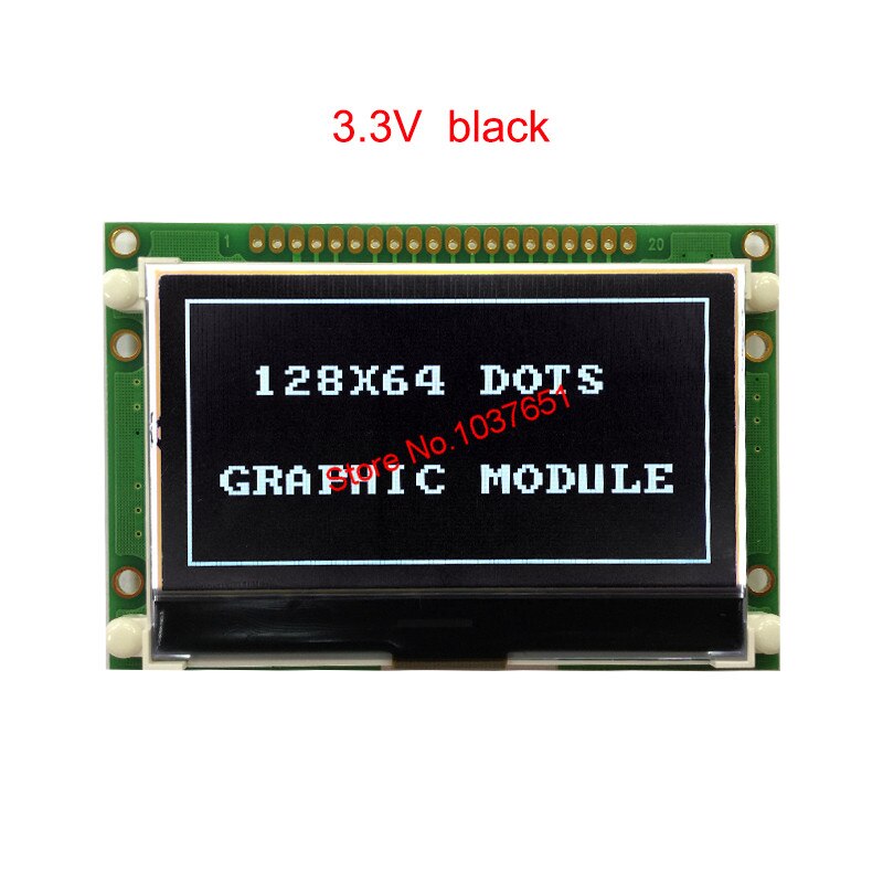 lcd module 12864 cog Graphic display 72x39mm ST7565P parallel serial SPI 3.3V 5v blue white and black touch screen LG12864U: black 3.3v