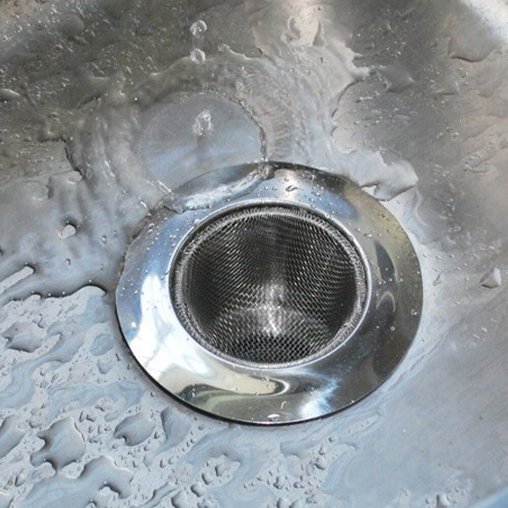 2pcs Food Filter With Lid Stopper Cover Wide Rim Anti Clogging Bathroom Kitchen Sink Strainer Universal Home Stainless Steel