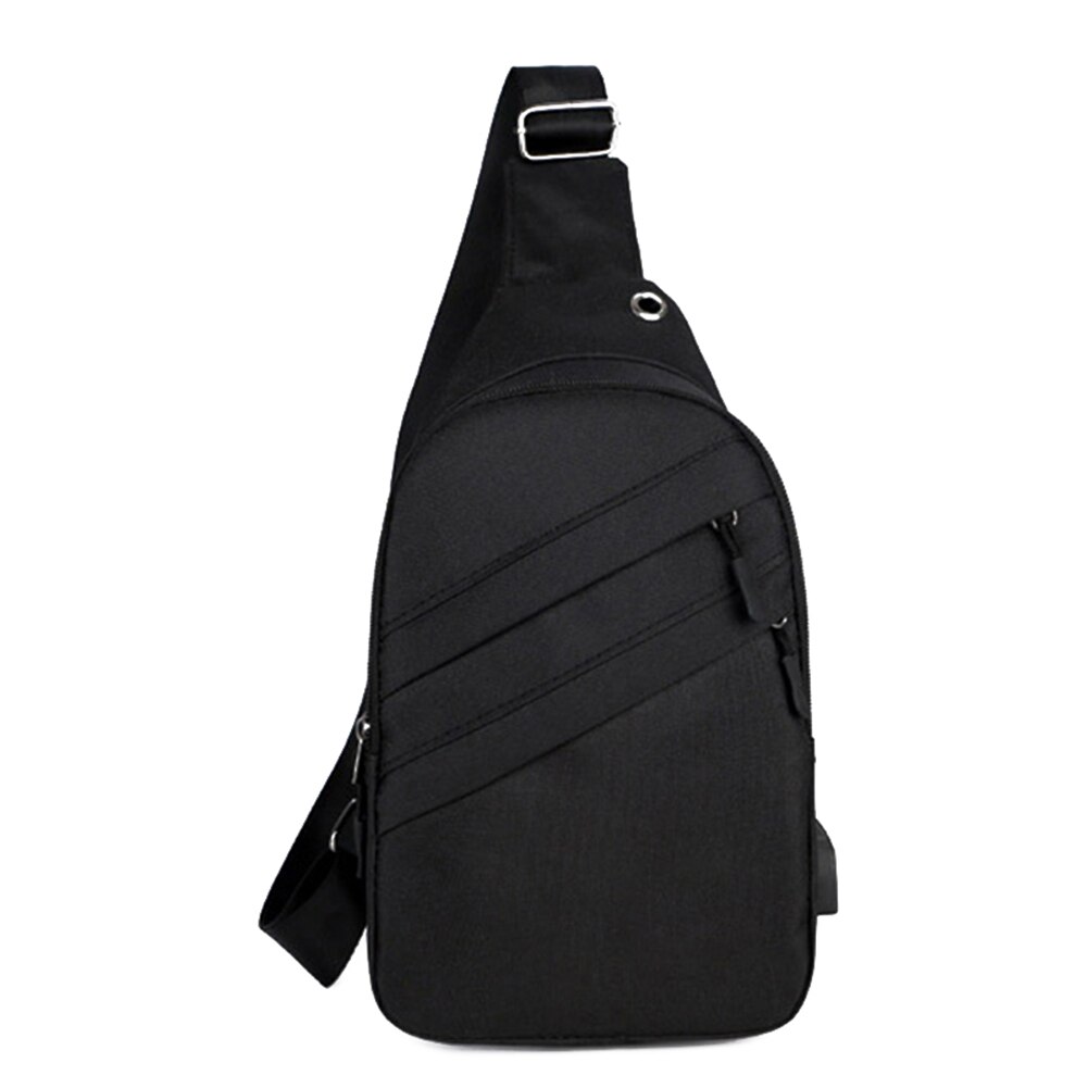 Outdoor Mannen Crossbody Tas Canvas Grote Capaciteit Toevallige Schoudertas Met Usb Lading Gat: black