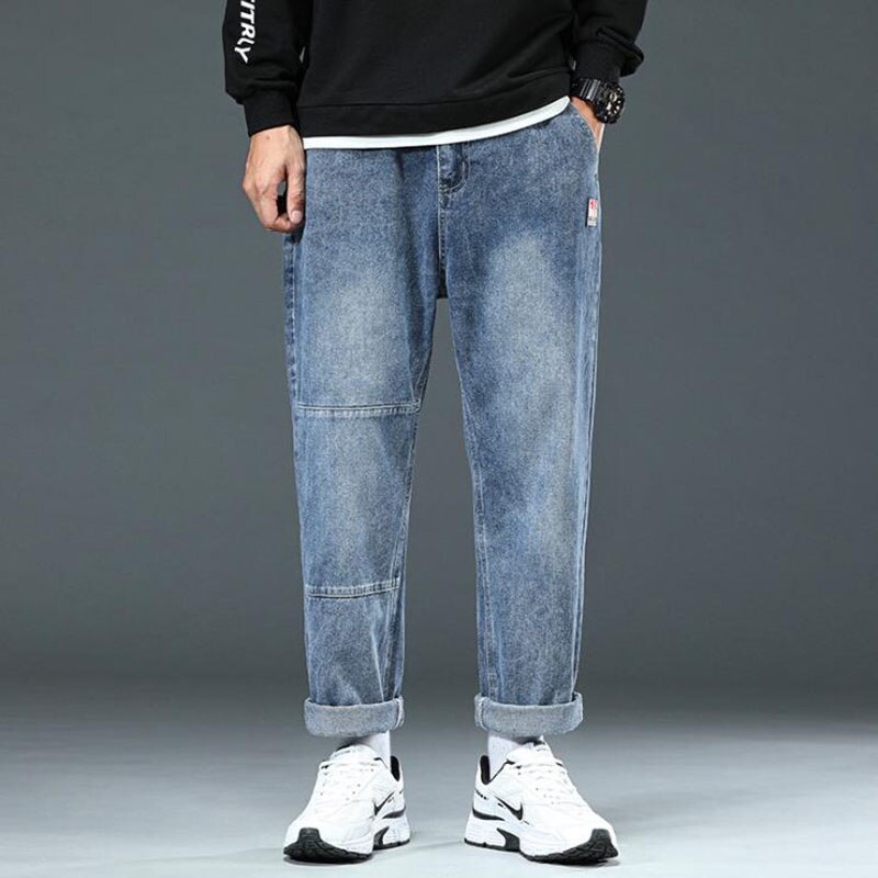 Men Korean Fashoins Harem Pants Jeans Hombre Straight Harajuku Baggy Denim Trousers Men Jeans Loose Plus Size 48: 30