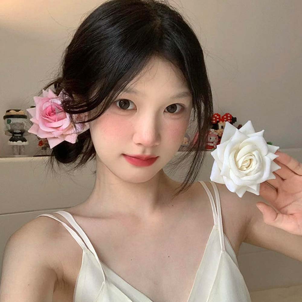 Horquilla de flores rosas para mujer, 1 piezas, broche, pinzas para el pelo de de Boda nupcial, accesorios para el cabello de flores artificiales