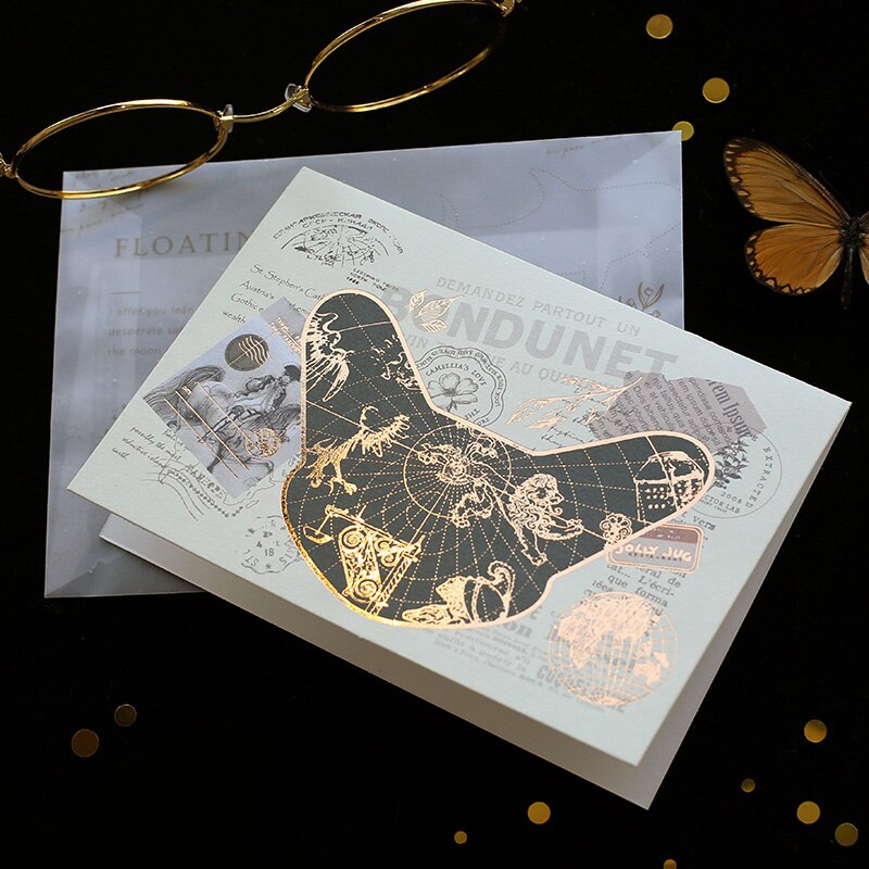 ERAL gold printing greeting card Set of 8 A, Retro greeting card, cards message card, Package US $9.8 Including freight