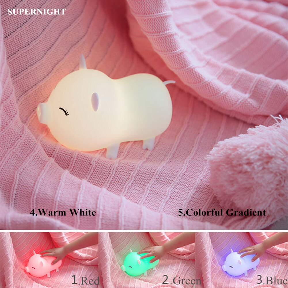 berühren Sensor Bunte Schwein LED Nachtlicht Karikatur Silikon Schreibtisch Tisch Lampe USB Schlafzimmer Nacht Lampe für freundlicher freundlicher Baby