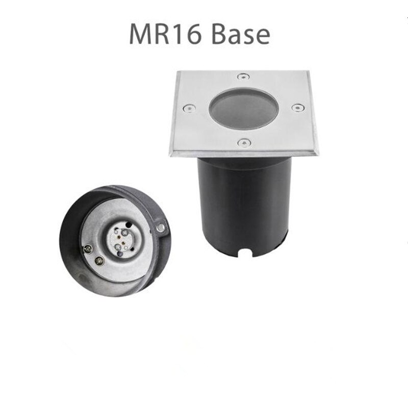 Maanalainen valo 12v 85-265v led haudatut valot  ip67 gu10 mr16 lamppu terassi portaat terassi puutarha polku maanalainen valaistus ulkona: Neliö  mr16 pohja