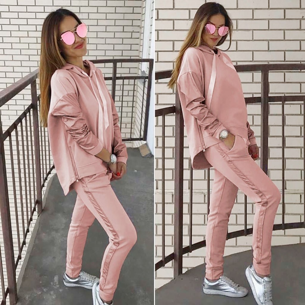 Ladies Solid Tracksuit Women Set Top Pants Suit Female 2 Piece Set Women Hoodies Pant Clothing Set Warm Newest Clothes#3