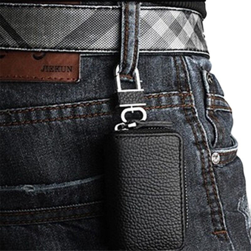 Pu lederen autosleutel portemonnees heren sleutelhouder huishoudster sleutels organizer dames sleutelhanger hoes rits sleutel etui tas portemonnee