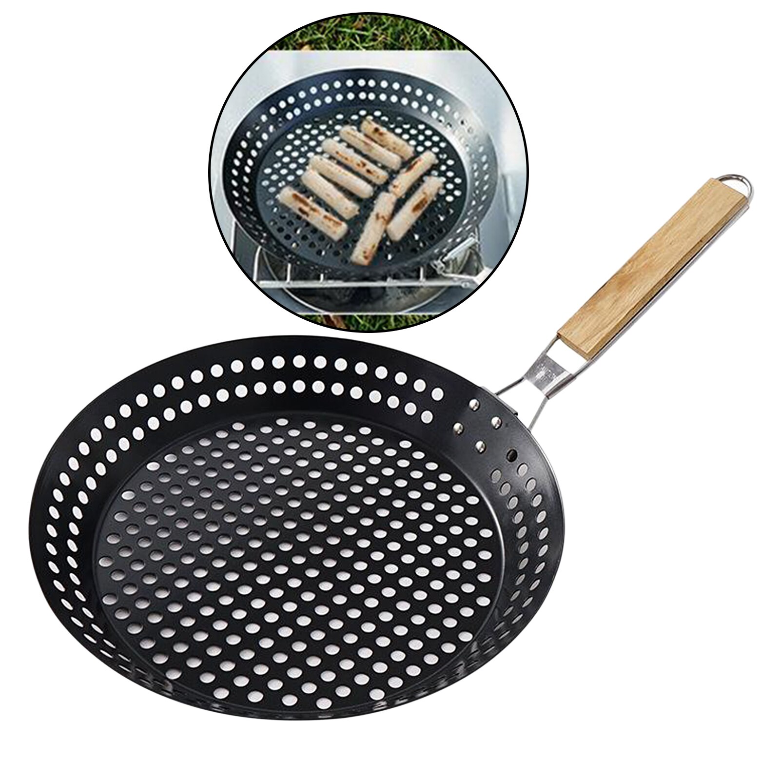 Utensilio de horneado redondo, bandeja plegable para parrilla, bandeja para acampar, barbacoa, cesta para el hogar