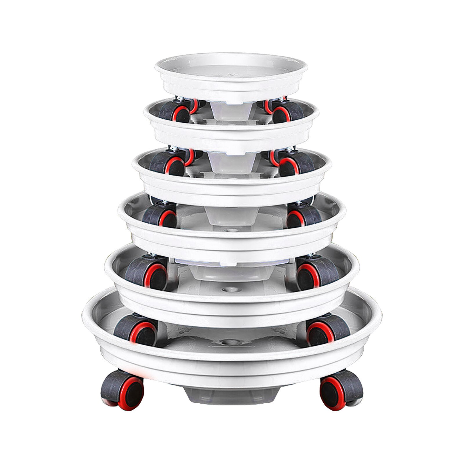 White Flower plate cushion base thickened mobile tray with universal wheels round flower pot bottom support
