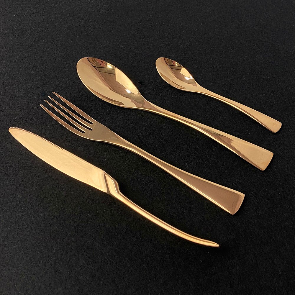 4 stk klassisk sølvbestikksett 18/10 servisesett i rustfritt stål 18/10 kjøkkenservise gaffel middagskniv teskjesett: Champagne