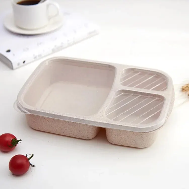 Separate Lunch Box Portable Bento Box Lunchbox Leakproof Food Container Microwave Oven Dinnerware for Kids School Adult Office: Beige