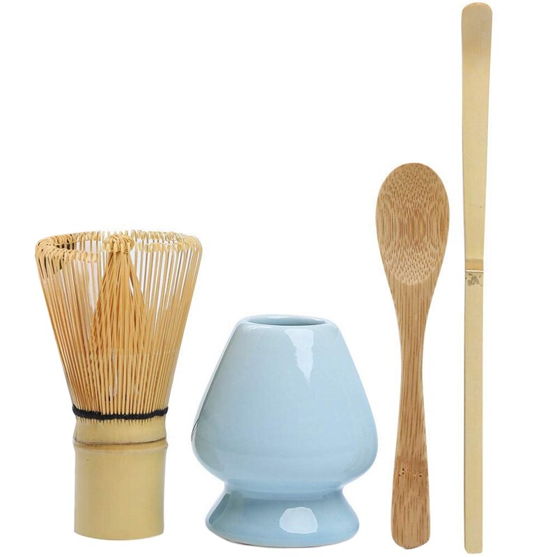 Matcha piskesæt bambus matcha te sæt  of 4 inklusive 100 pinde matcha piskeris (chasen), traditionel scoop (chashaku), teske,