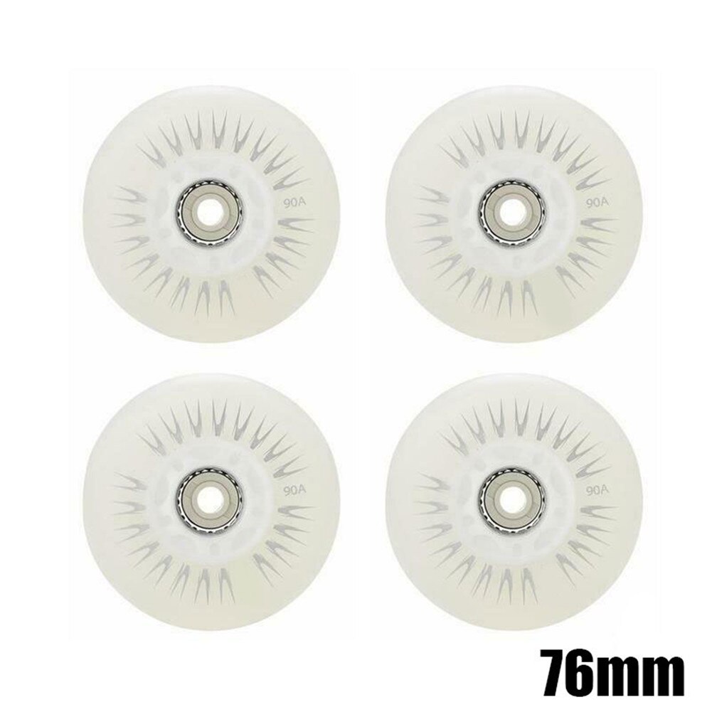 Roues de patins à roulettes coulissantes 90A, éclairage LED, accessoires colorés, 68/72/76/80MM, 4 pièces,rollers patins 4 roues: White  76mm