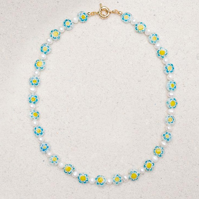 Bohemian flower beads necklace handmade women beaded choker korean 26 Alphabet Initial letters jewelry summer Collar