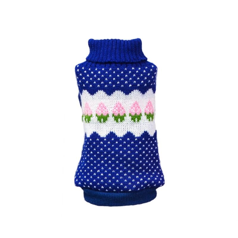 Kleine hond aardbeienkleding chihuahua hondentrui puppy warme jas goedkope kleding huisdier honden katten breigoed winterkostuum voor gatos: Blauw / Ik