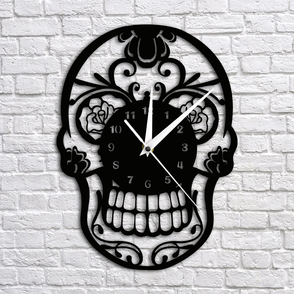DIY 3D Skull Wall Clock Home Decoration Wall Clock Acrylic Mirror