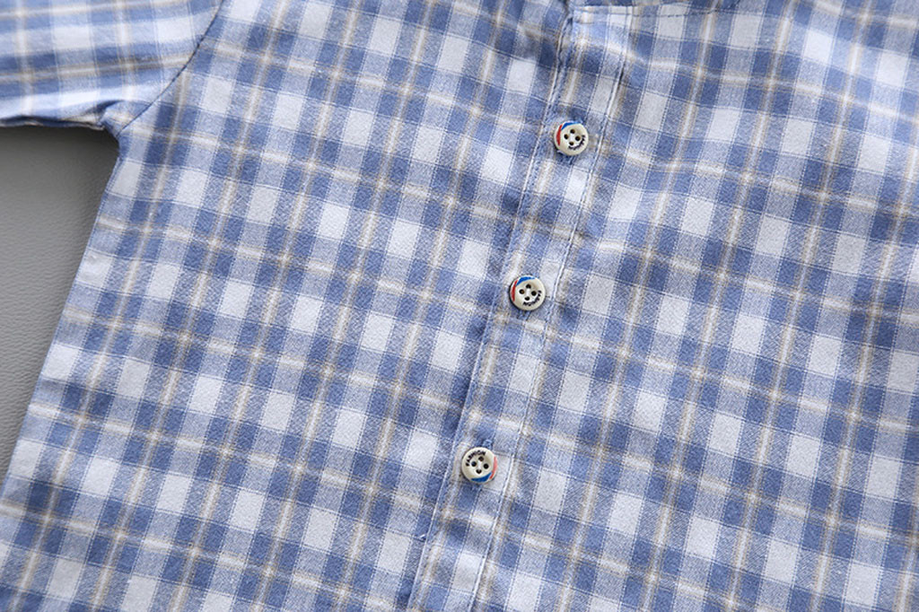 Chemises pour garçons en coton doux à carreaux, col rond, vêtements pour bébés garçons, manches longues, confortable, belle chemise pour hommes