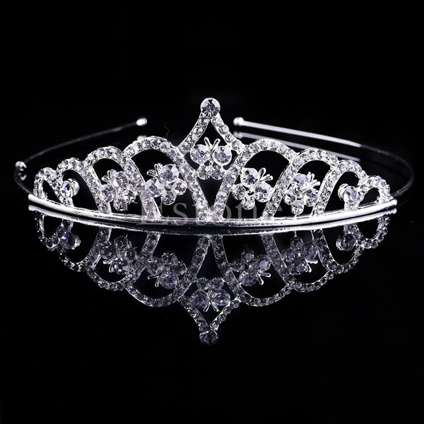 Vintage Bruiloft Bruids Kristal Strass Hoofdband Kroon Haar Accessoires Tiara U90E: 1