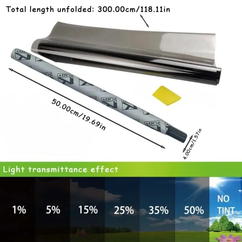 Láminas negras para ventana de coche VLT de 3M x 50CM, película tintada para ventana de casa, Protector Solar UV, películas adhesivas, caja de palo de algodón perlado PAC