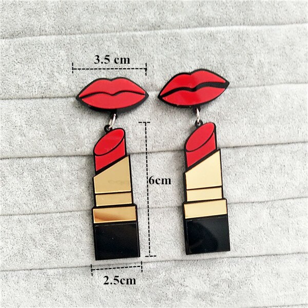 FishSheep Neue Acryl Roten Mund Lippen Lippenstift Ohrringe Für Frauen Hüfte-hüpfen Geometrische Lange Ohrring Nachtclub Schmuck