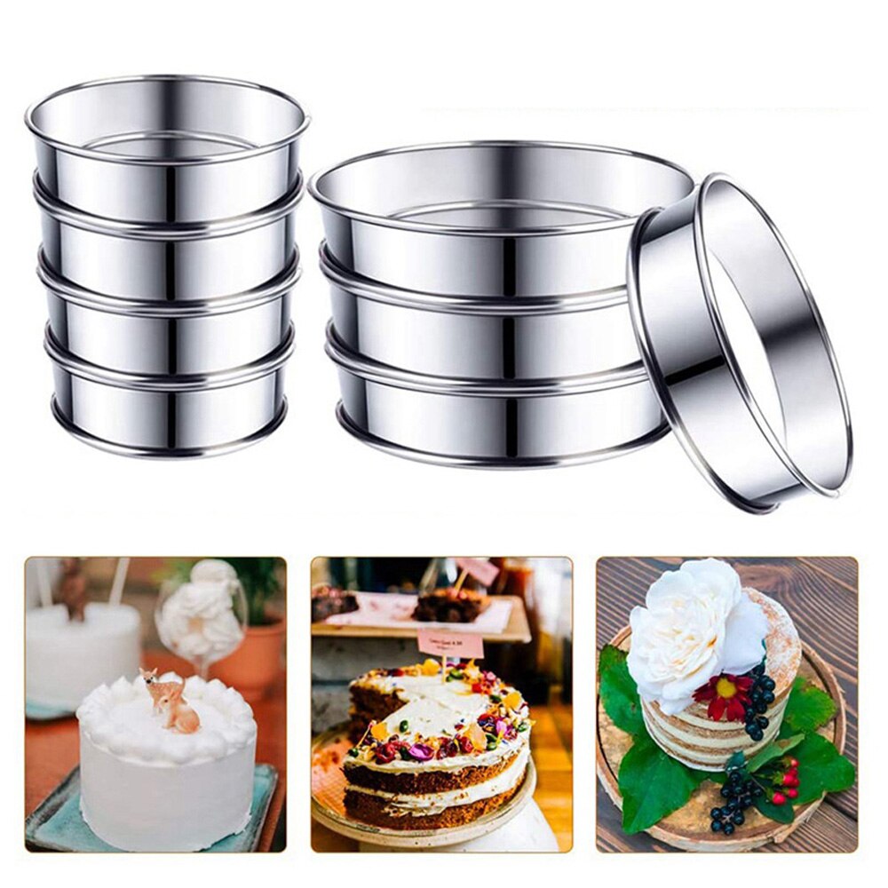 4 Stks/set Rvs Dubbele Rolled Ringen Engels Muffin Ringen Engels Taart Ring Taart Cirkel Tarlet Ring